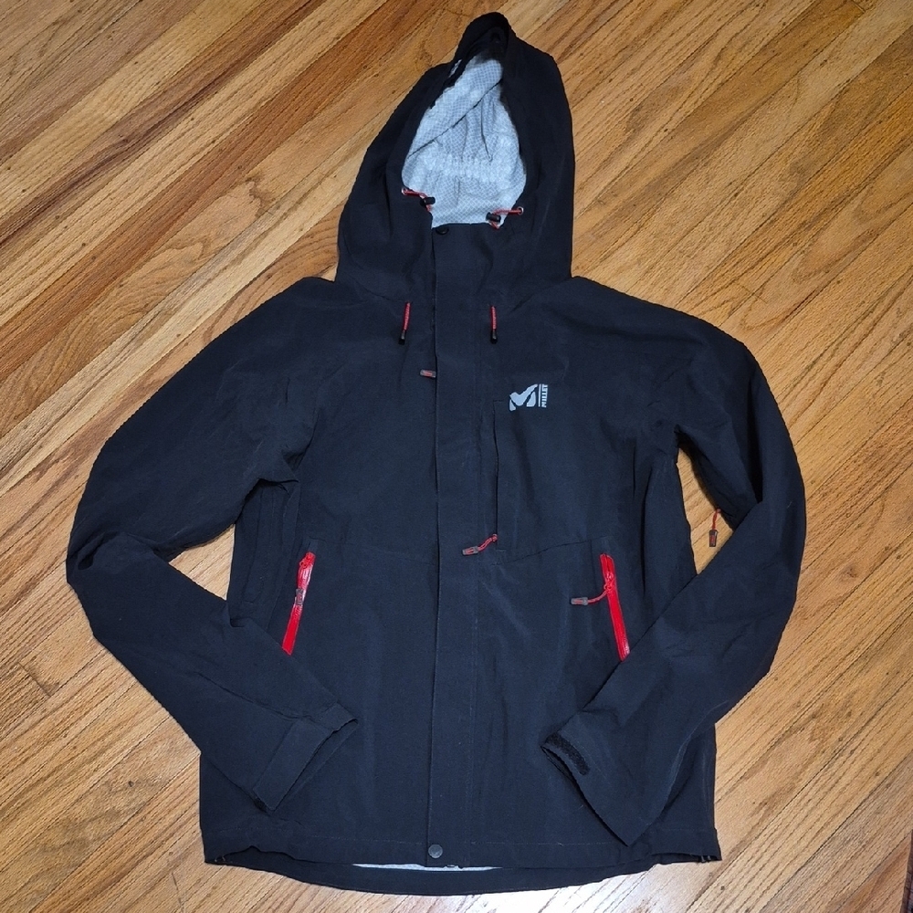 NWOT Millet Soft Shell Full Zip Hooded Windbreaker Black Women Dry Edge Sz L